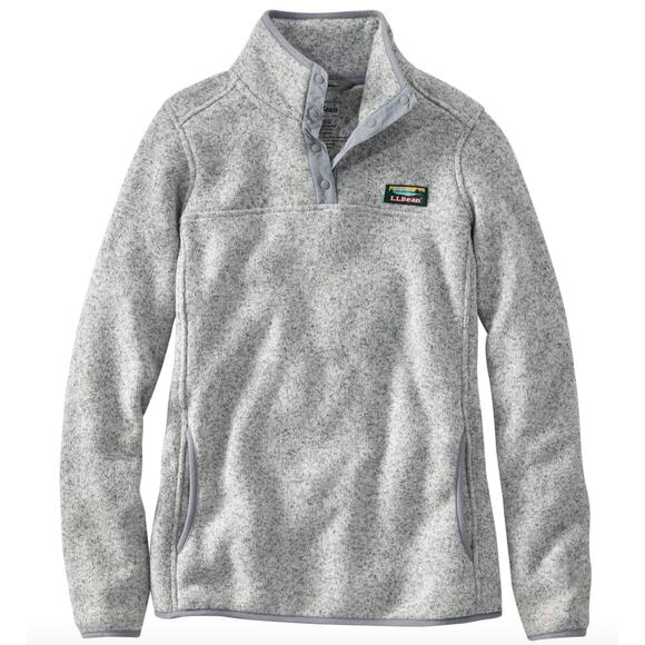 LL Bean Womens Small Pewter Gray Sweater Fleece Pullover Snap Regular Pockets - Picture 11 of 11